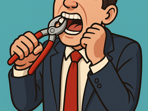 Illustration eines Mannes, der sich einen Zahn zieht