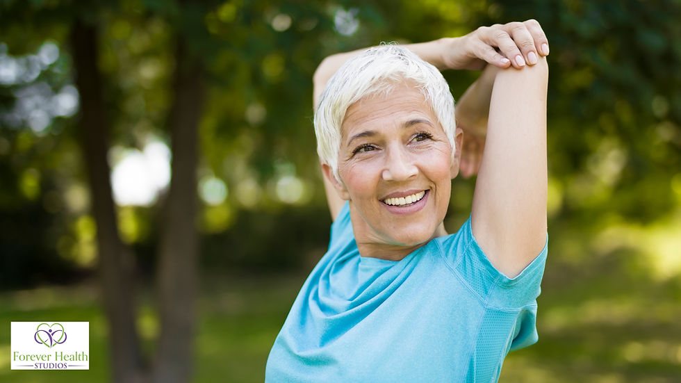 Older lady outside exercising