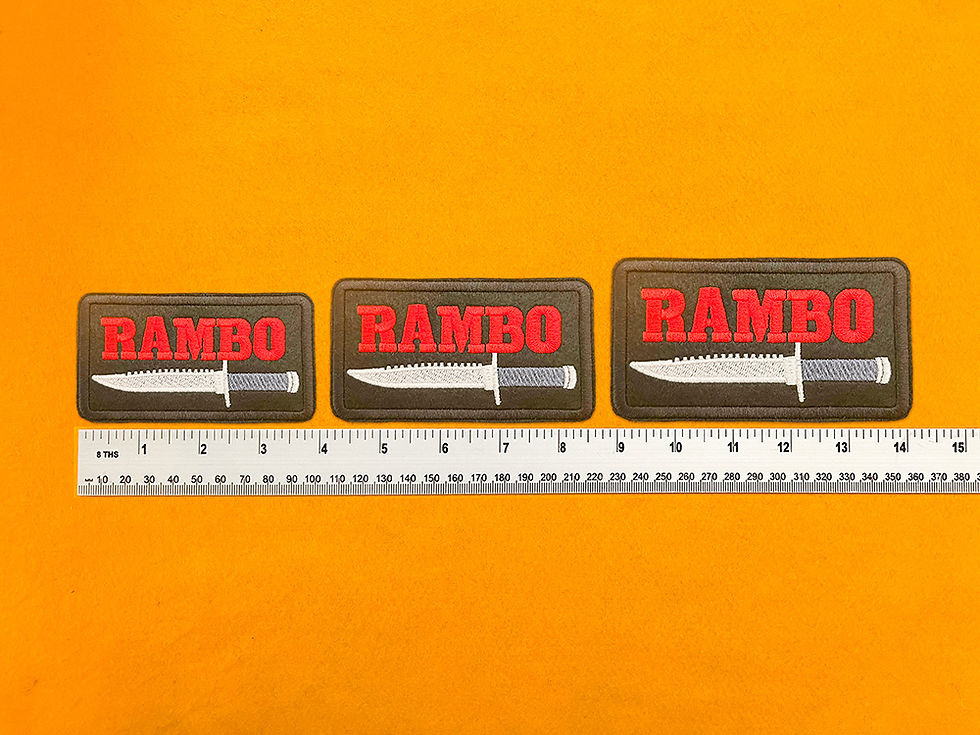 Thumbnail: Rambo patch close up embroidery detail