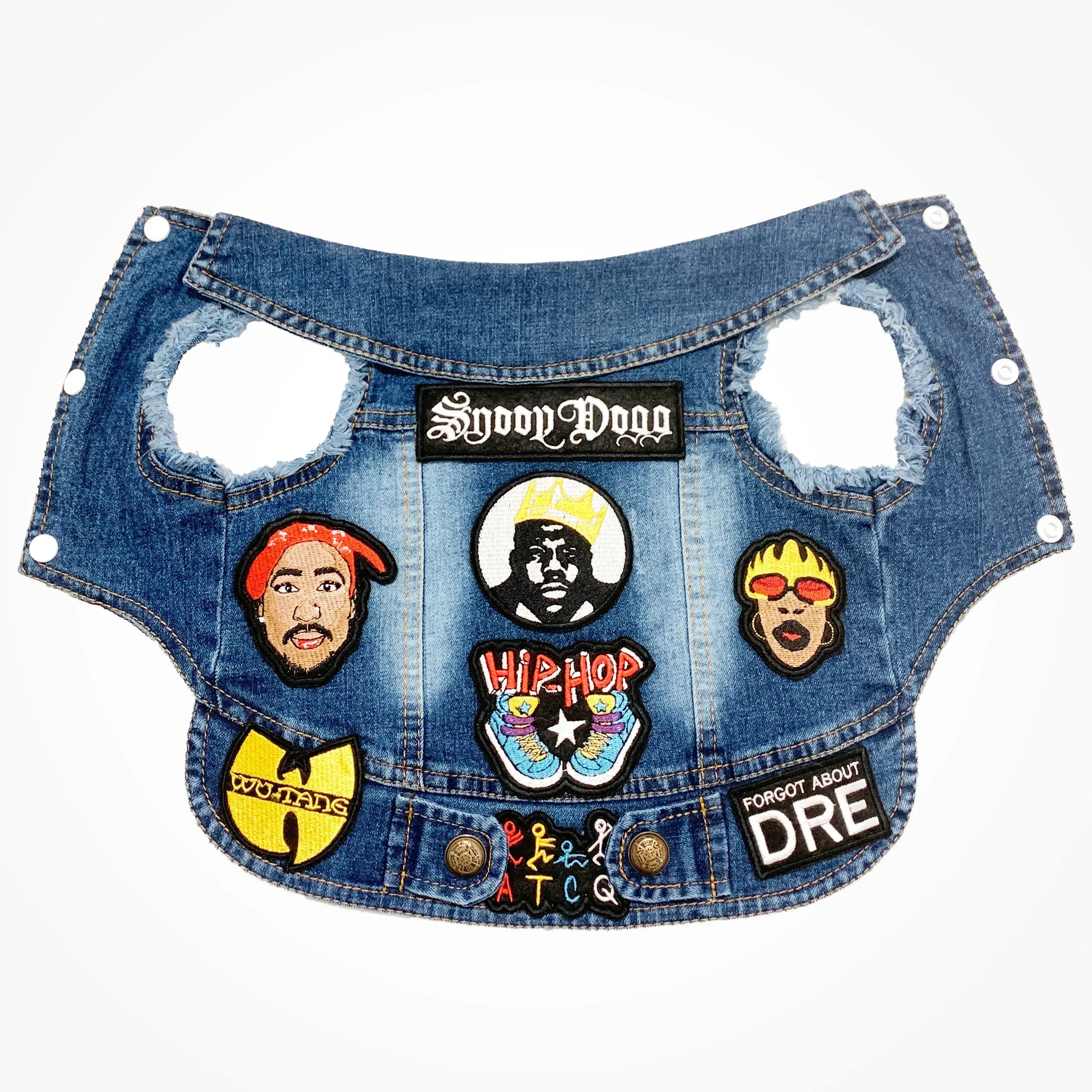 Stylish Hip Hop Denim Dog Jacket for Small Breed Dogs -S,M,L,XL,XXL