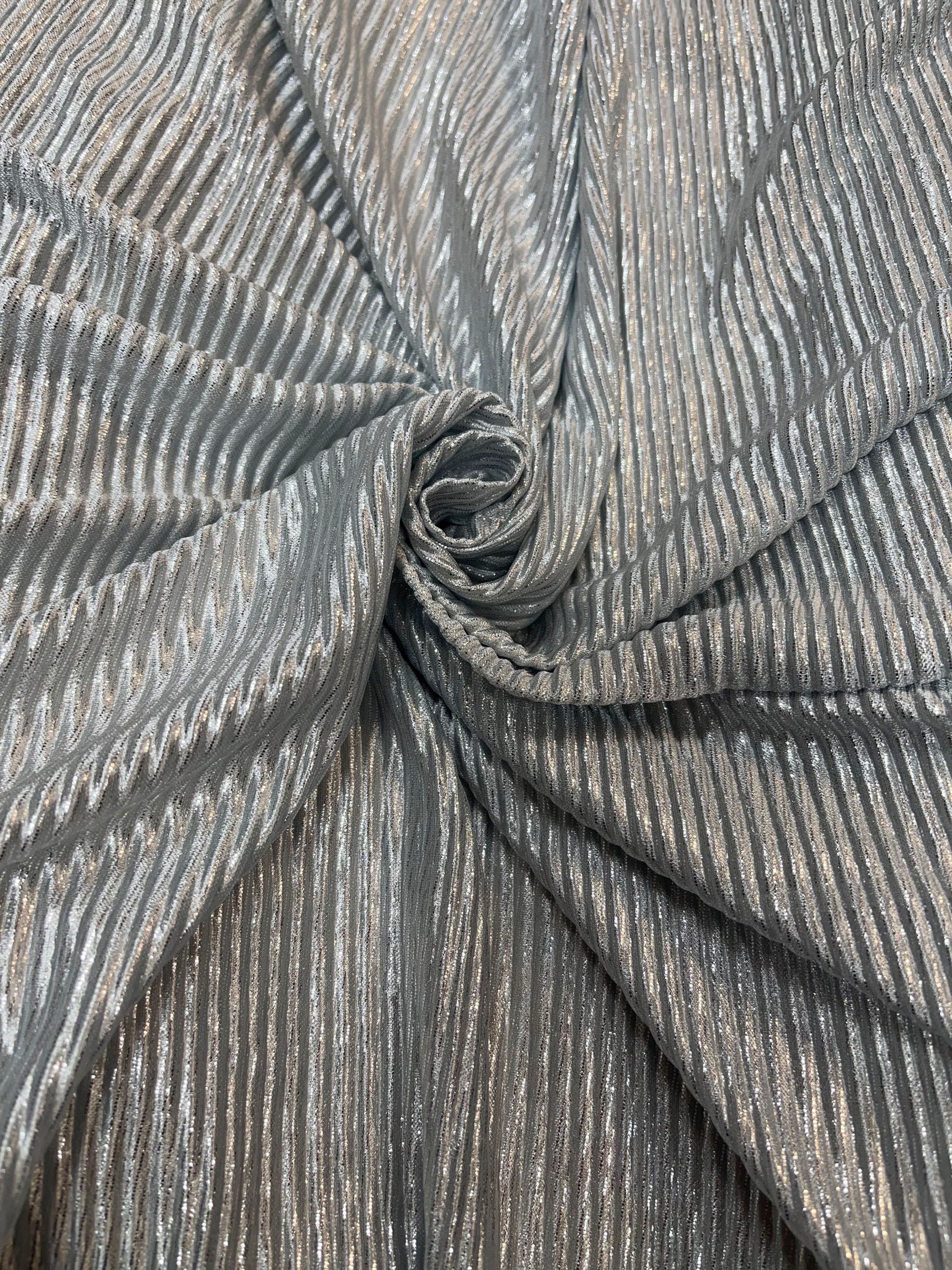 Silver Metallic Satin Plisse