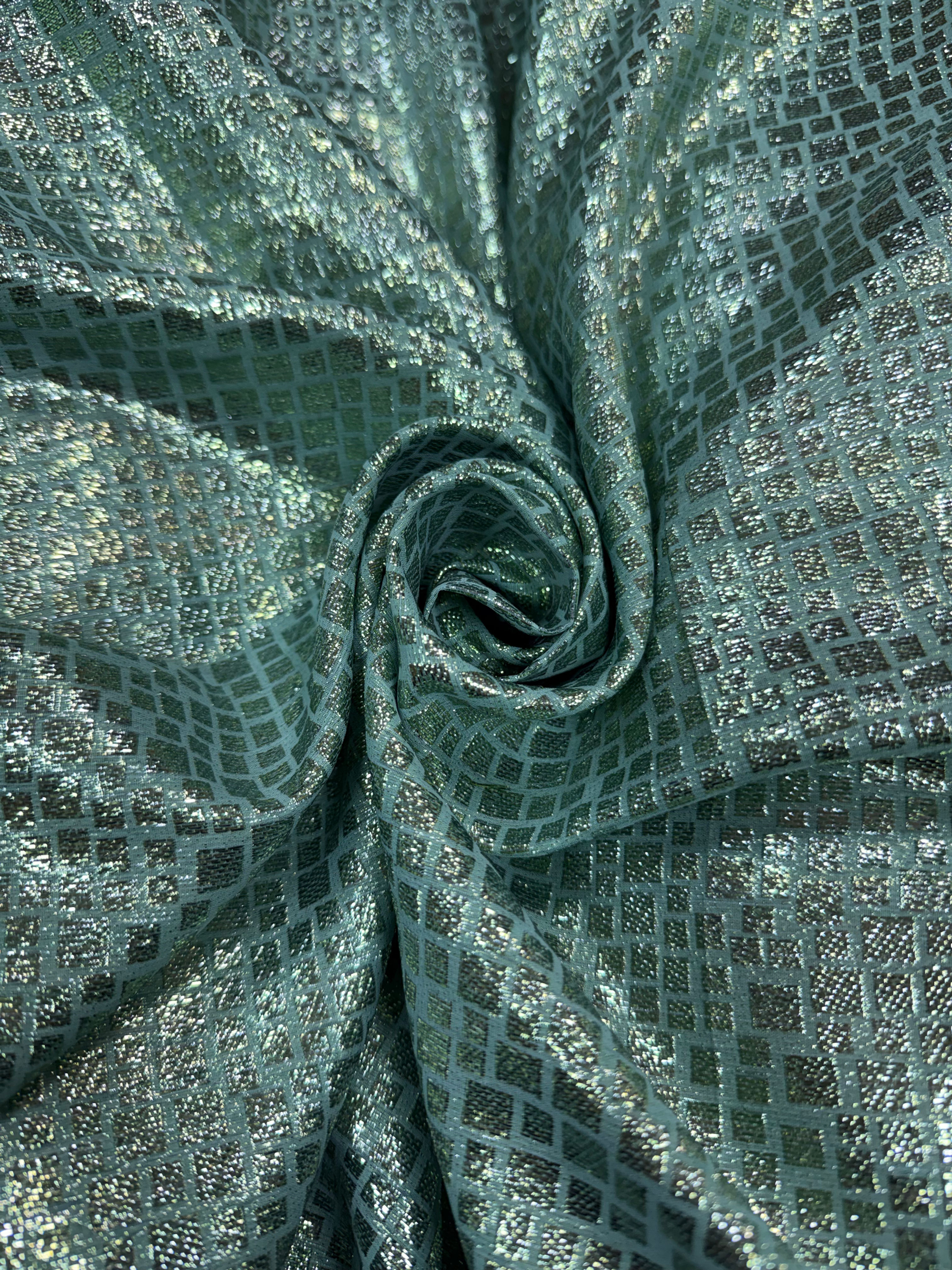 Pastel Peach Digital Shimmer Cube Printed Georgette