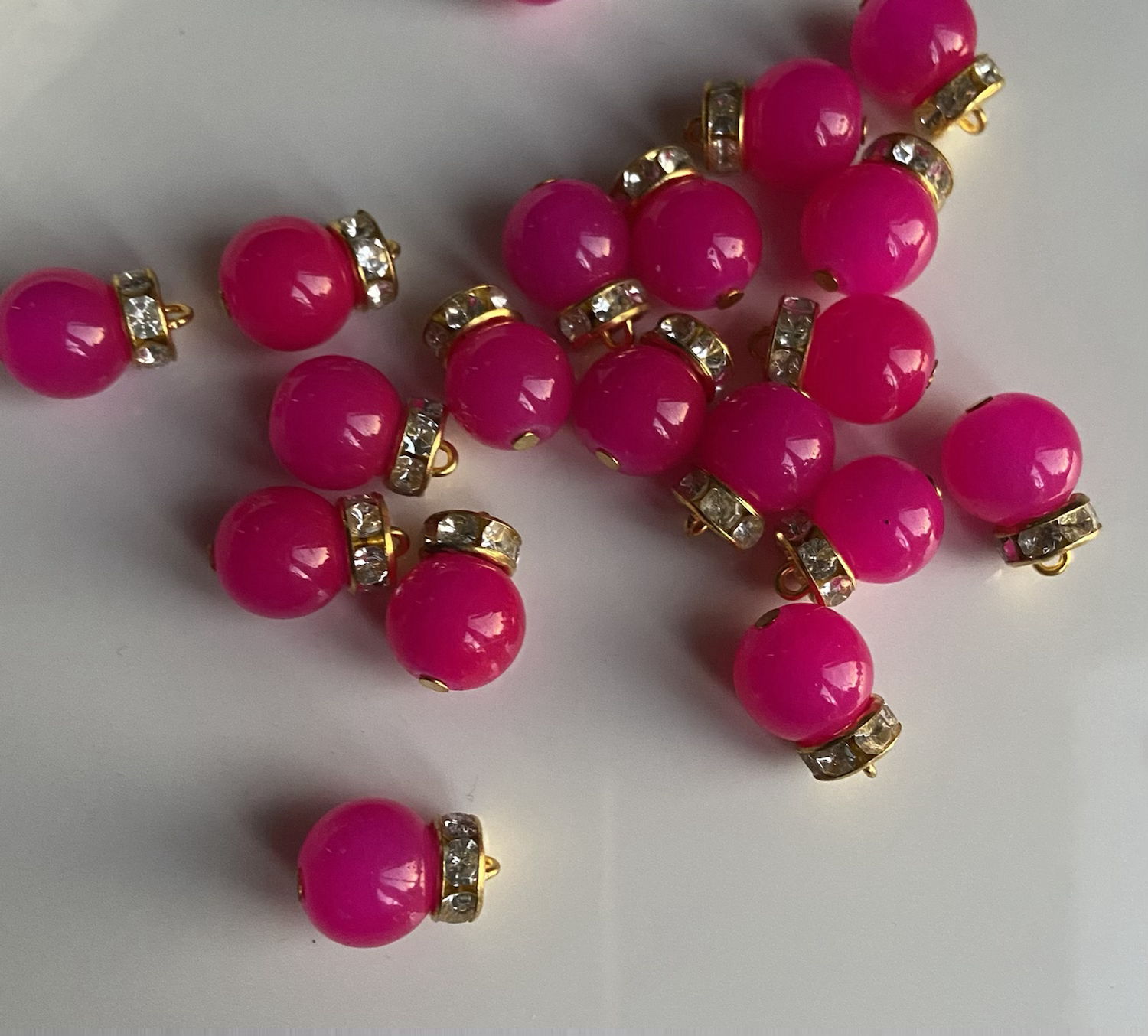 Hot Pink Digital With Diamanté Ringlet Buttons
