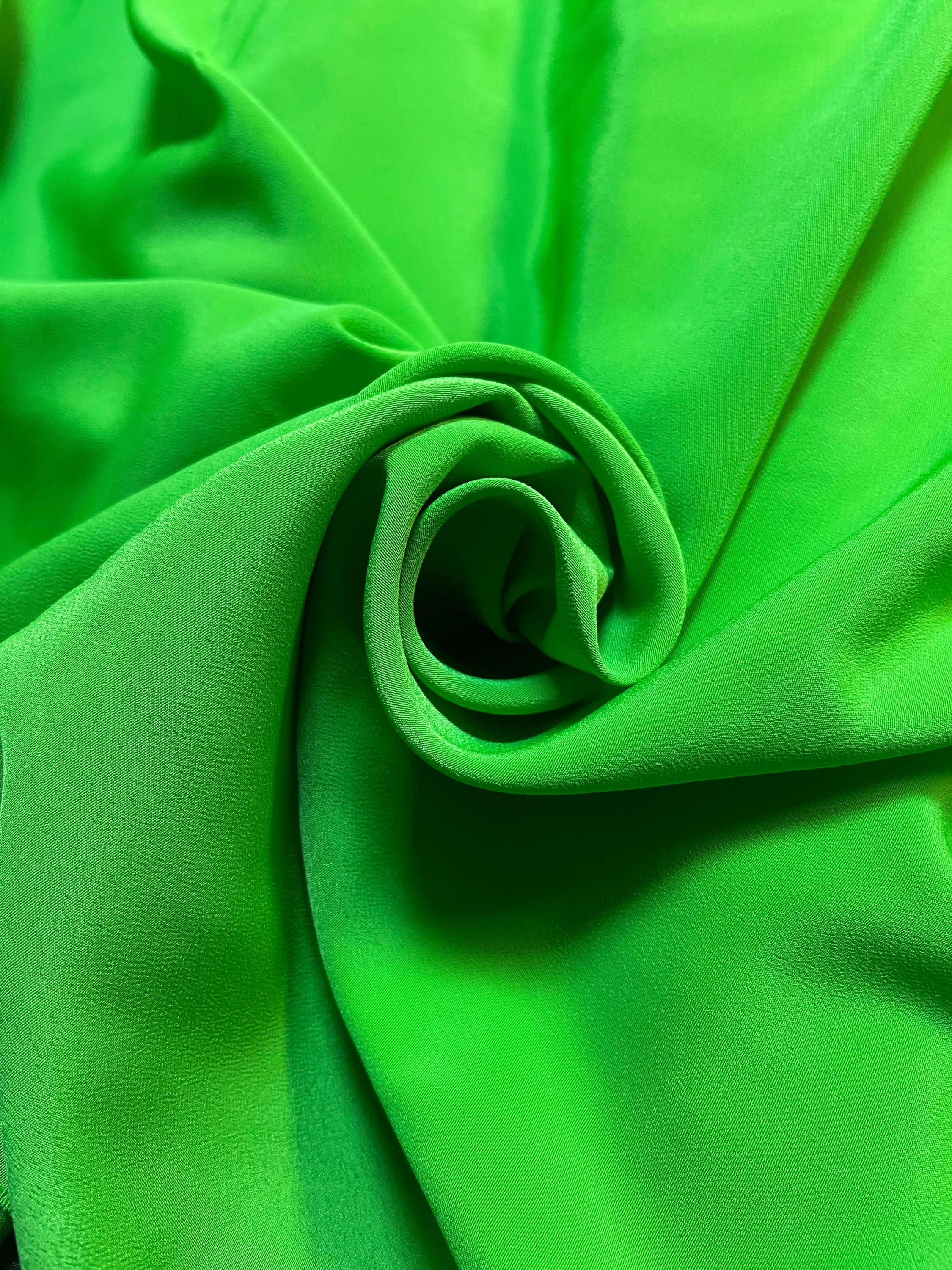 Parrot Green Luxurious Dressmaking Plain Silky Koshibo Crepe