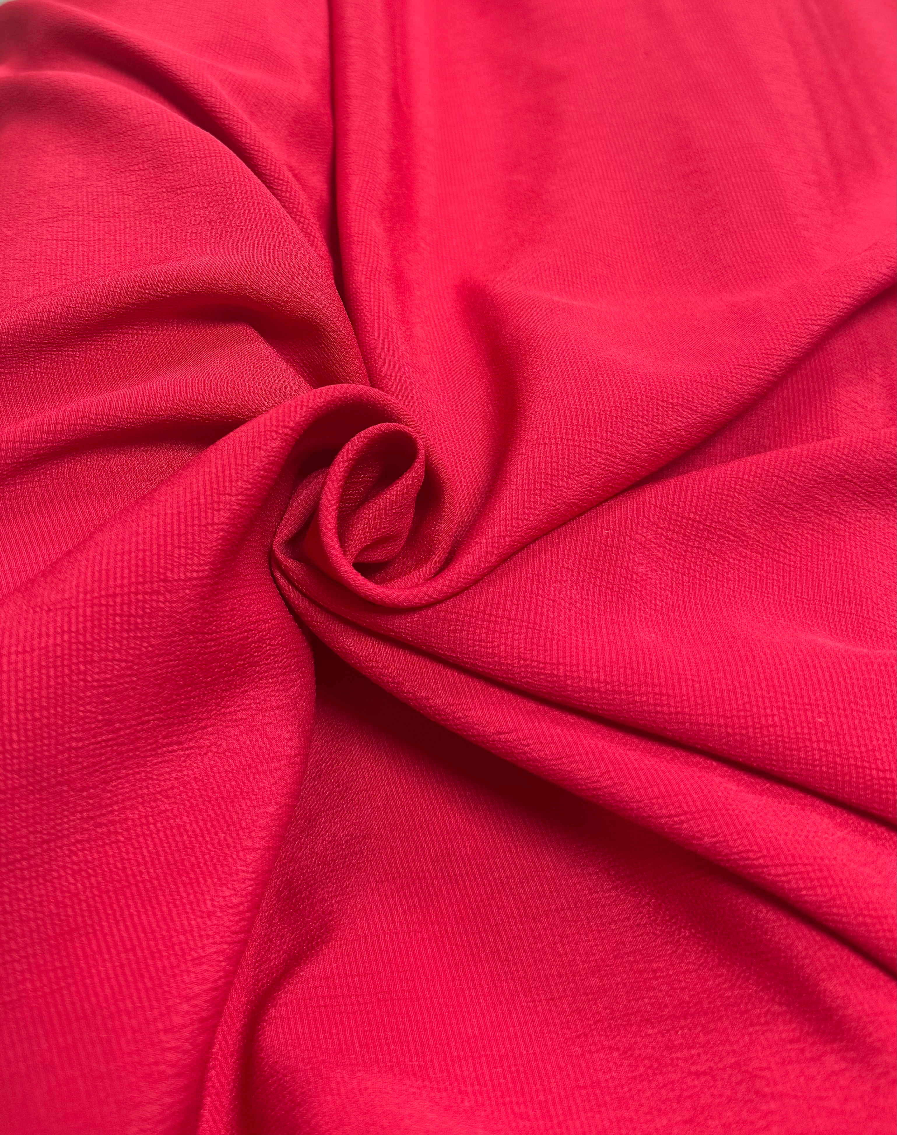 Tomato Red Luxurious Satin Finish Plain Crepe