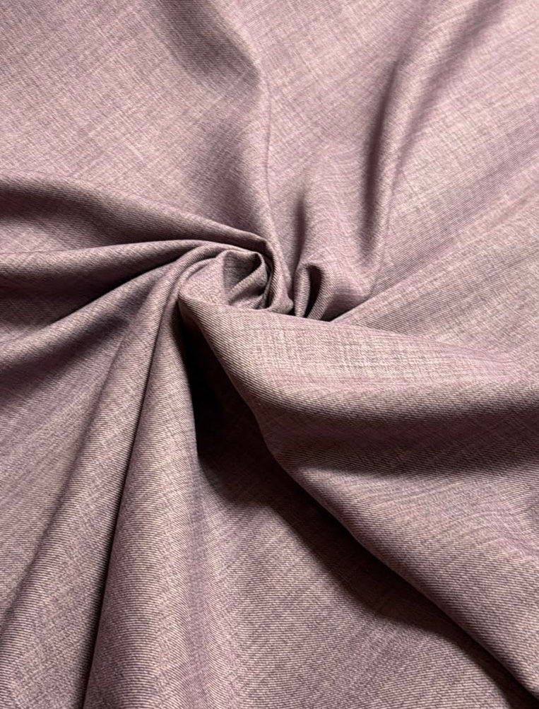 Aubergine Plain Linen Look Viscose Poly Mix