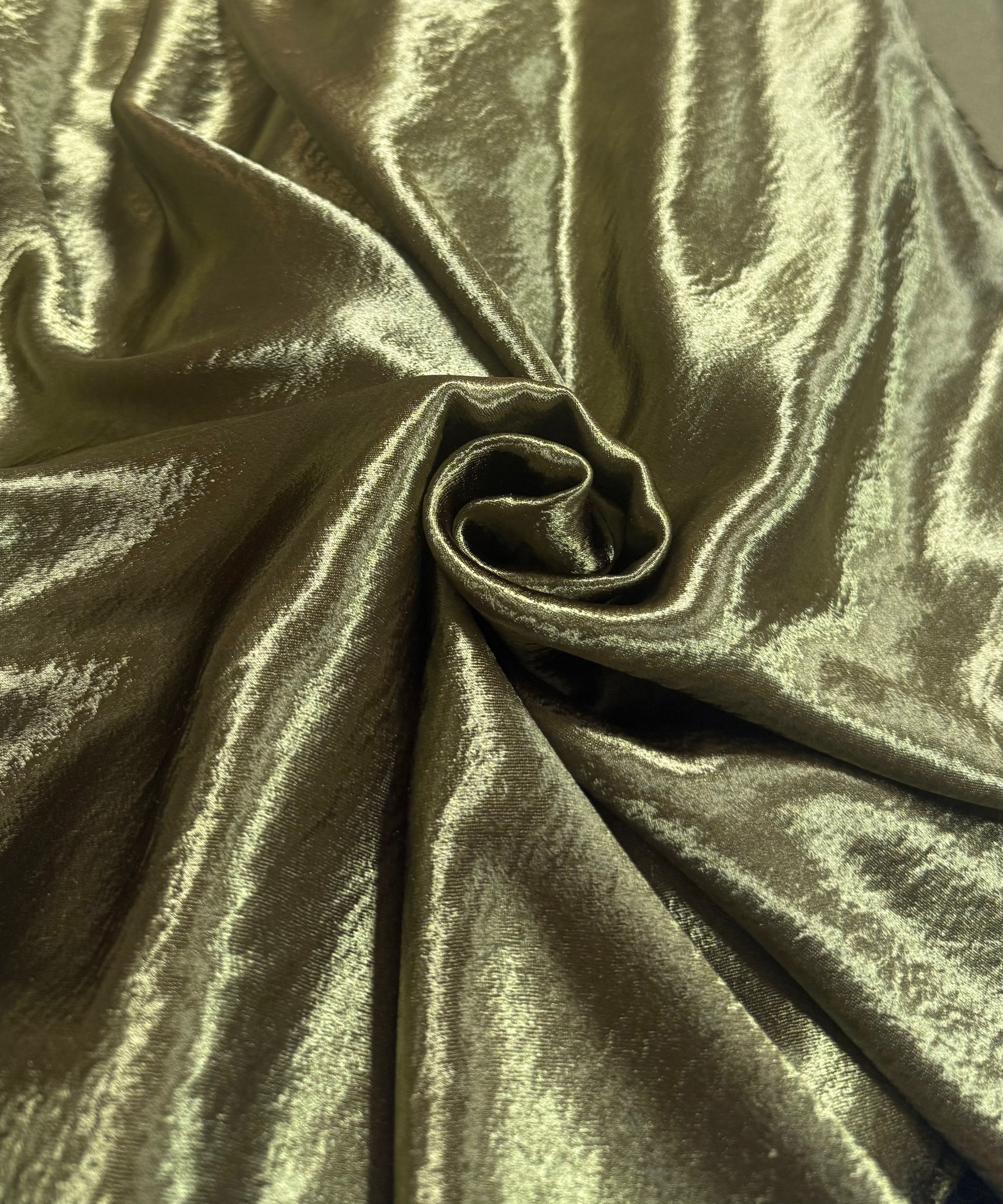 Olive Shimmer Satin Look Reversed Crepe