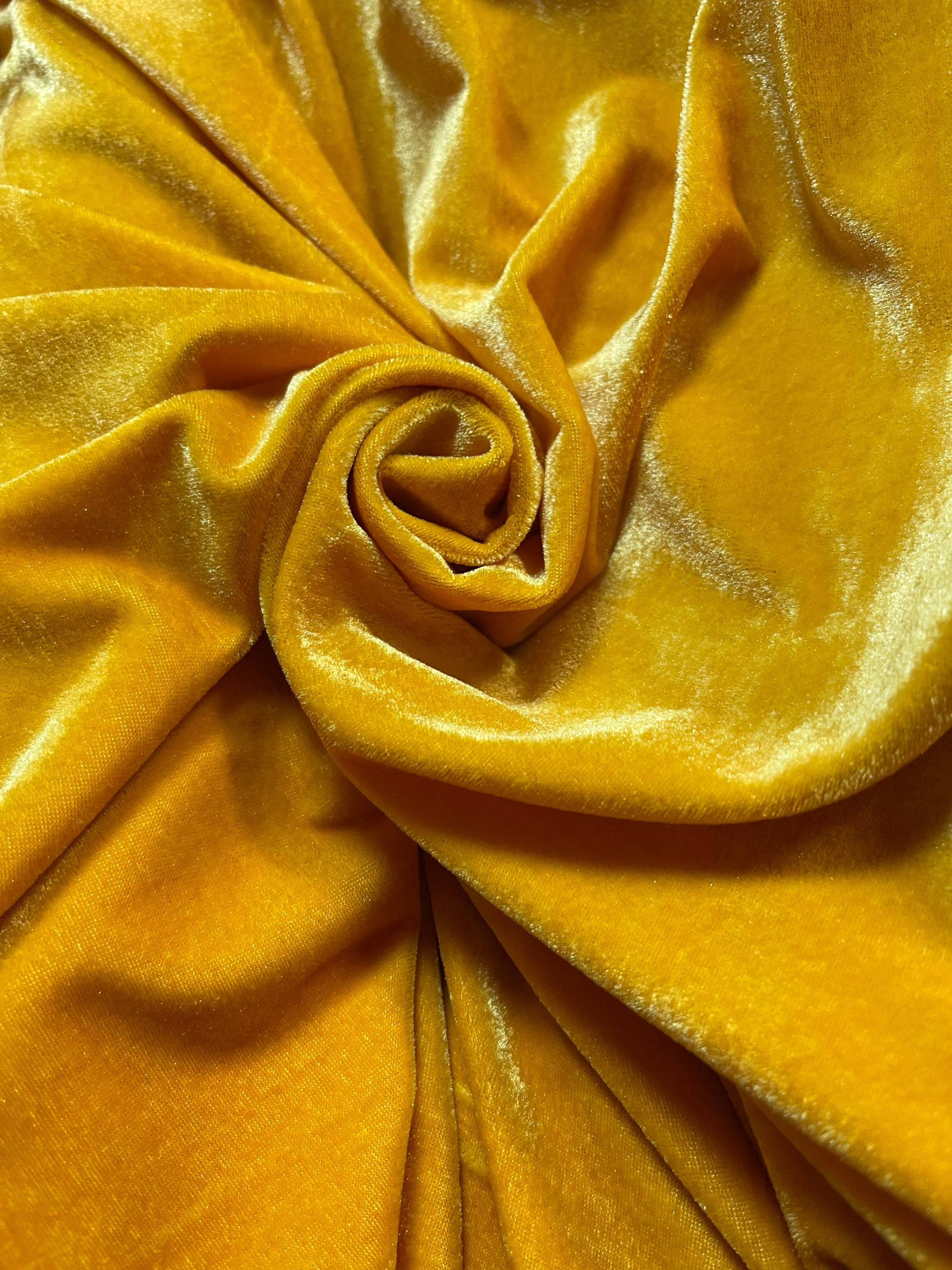 Yellow Mustard Luxurious Soft Spandex Plain Shine Style Designer Velvet