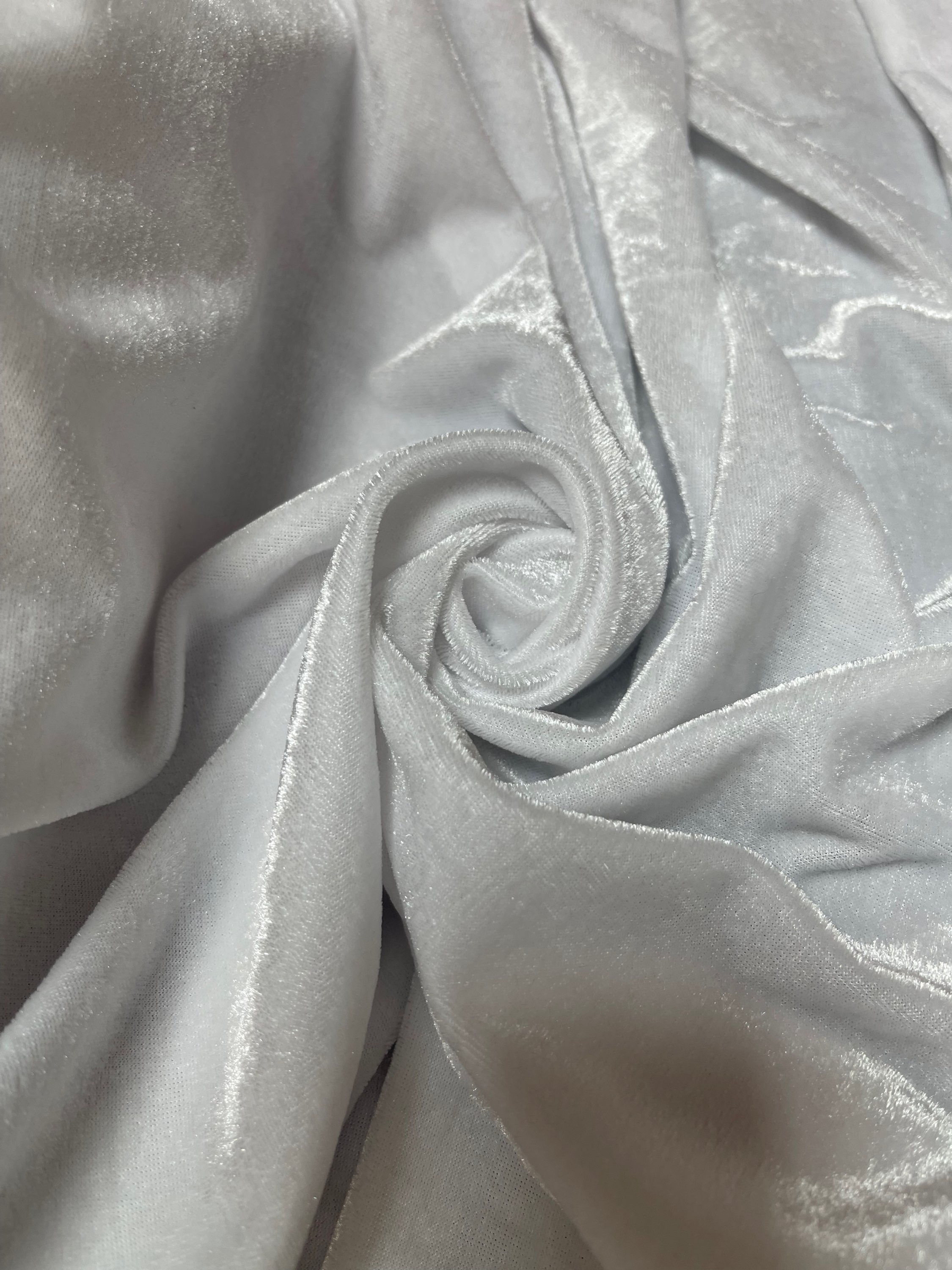 White Luxurious Soft Spandex Plain Shine Style Designer Velvet