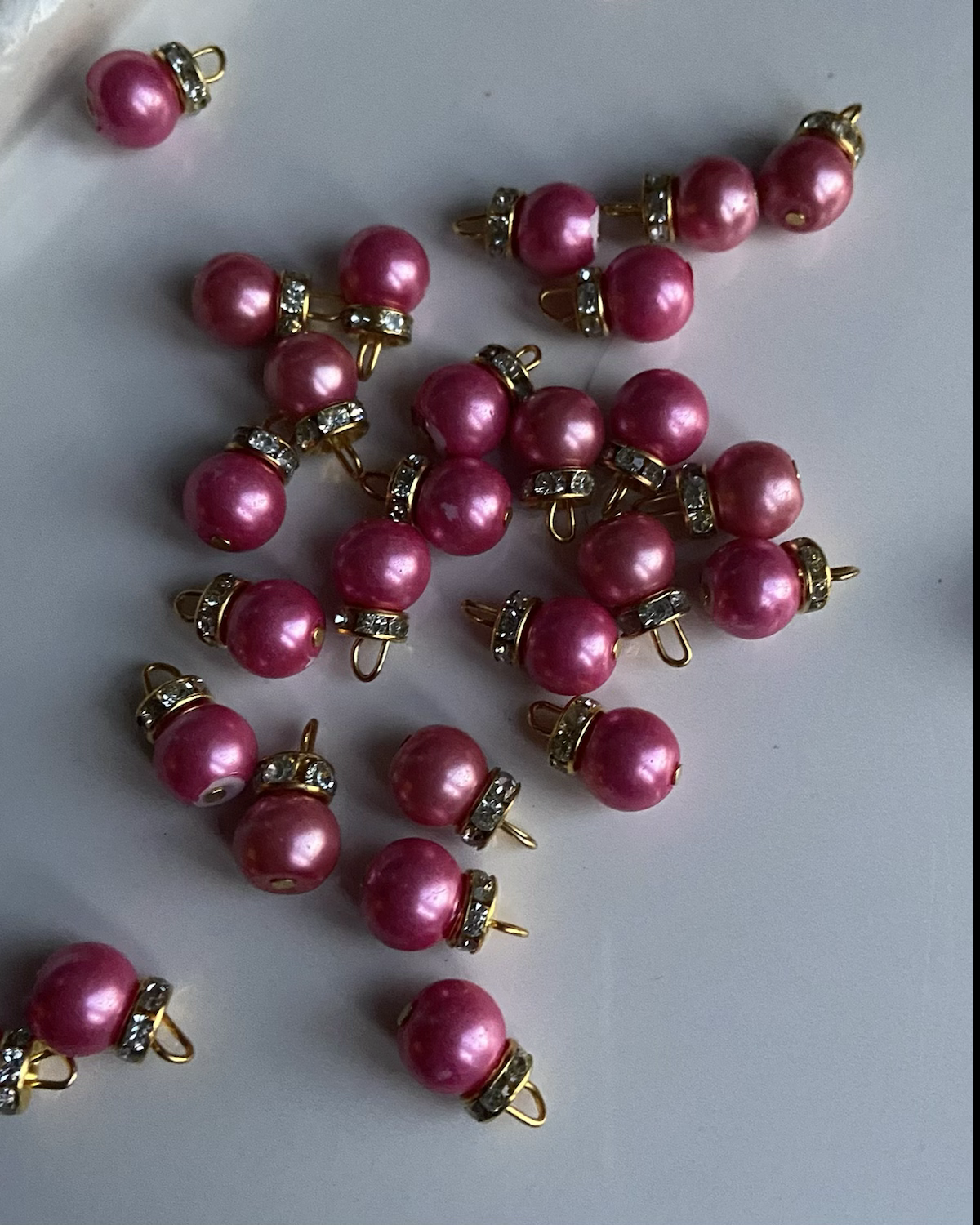 Dusty Pink Digital Pearls With Diamanté Ringlet Buttons