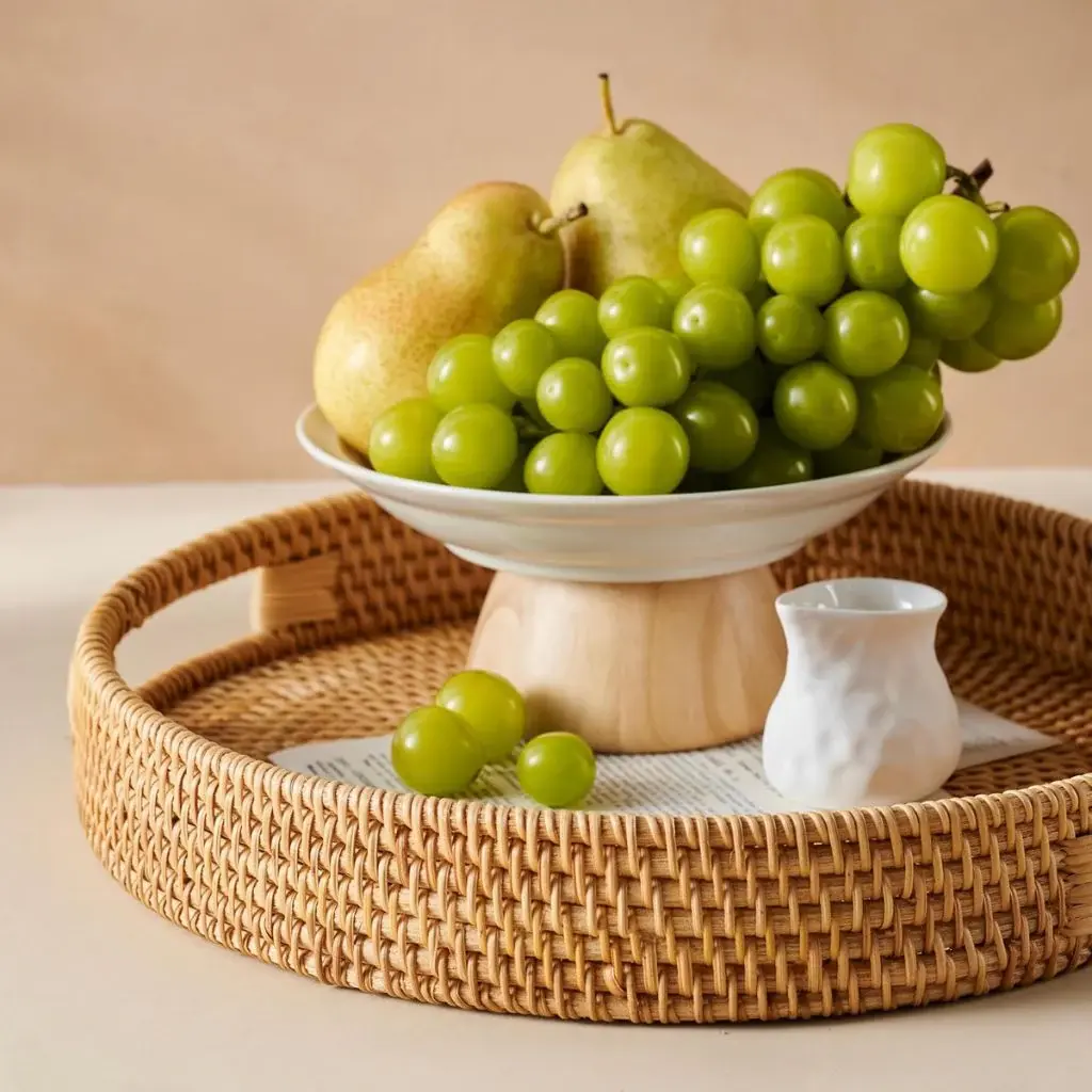 Handmade Whitewashed/Natural Honey Wicker Trays 30/35cm