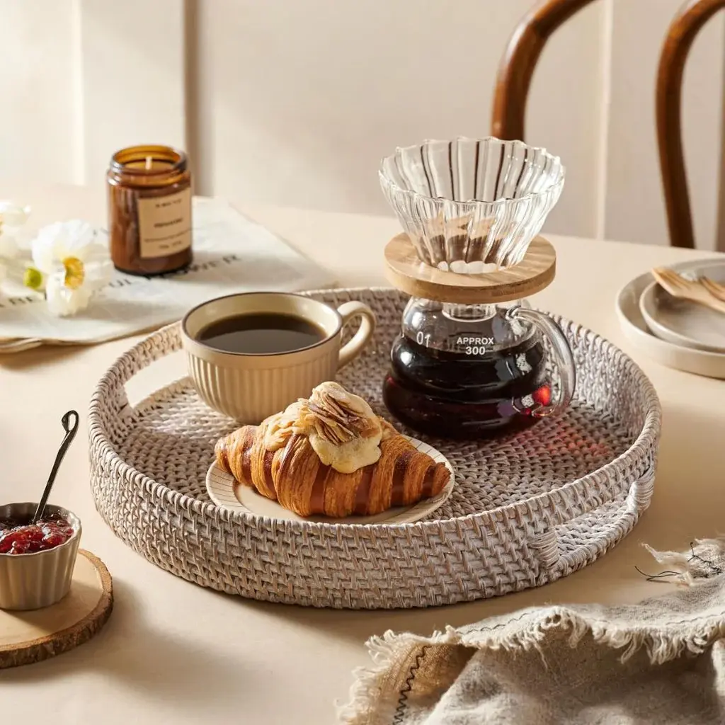 Handmade Whitewashed/Natural Honey Wicker Trays 30/35cm