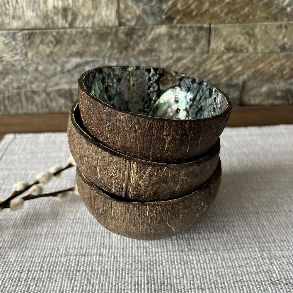Handmade Coconut Shell Bowl with Abalone Inlay - Perfect for Smudging Rituals