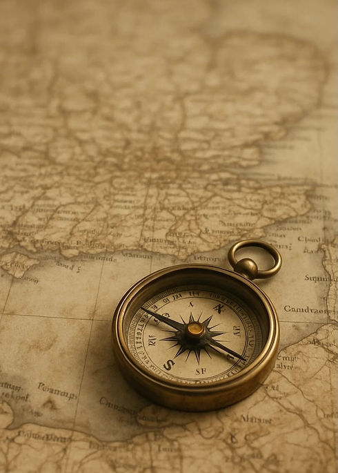 Aged Map of East Sussex coast and brass compass | Daniel Proctor Therapy | My Approach