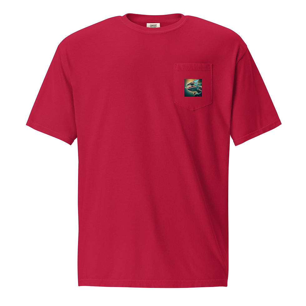 Miniature : T-shirt unisexe à poche teint en pièce