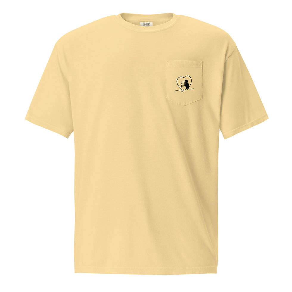 Miniature : T-shirt unisexe à poche teint en pièce