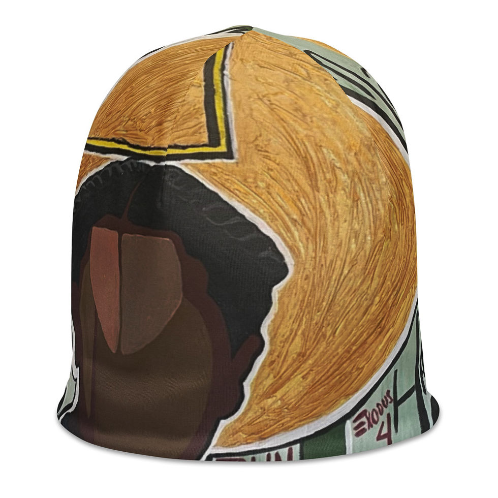 Thumbnail: Melosa Basquiat "Guns & Moses" All-Over Print Beanie
