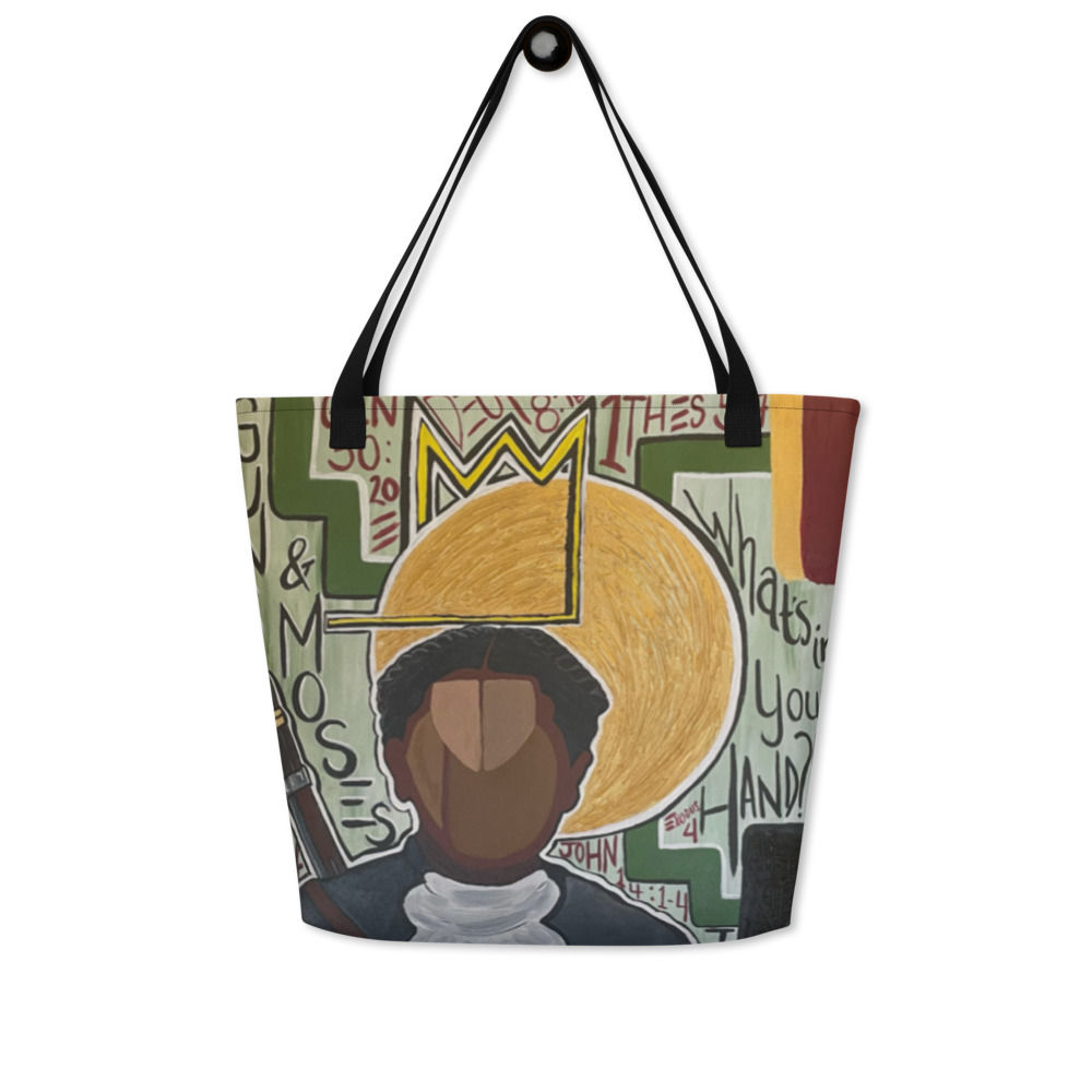 Melosa Basquiat "Guns & Moses" Large Tote Bag