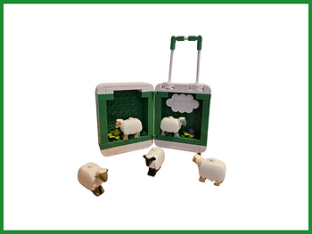 Green Suitcase with Sheep