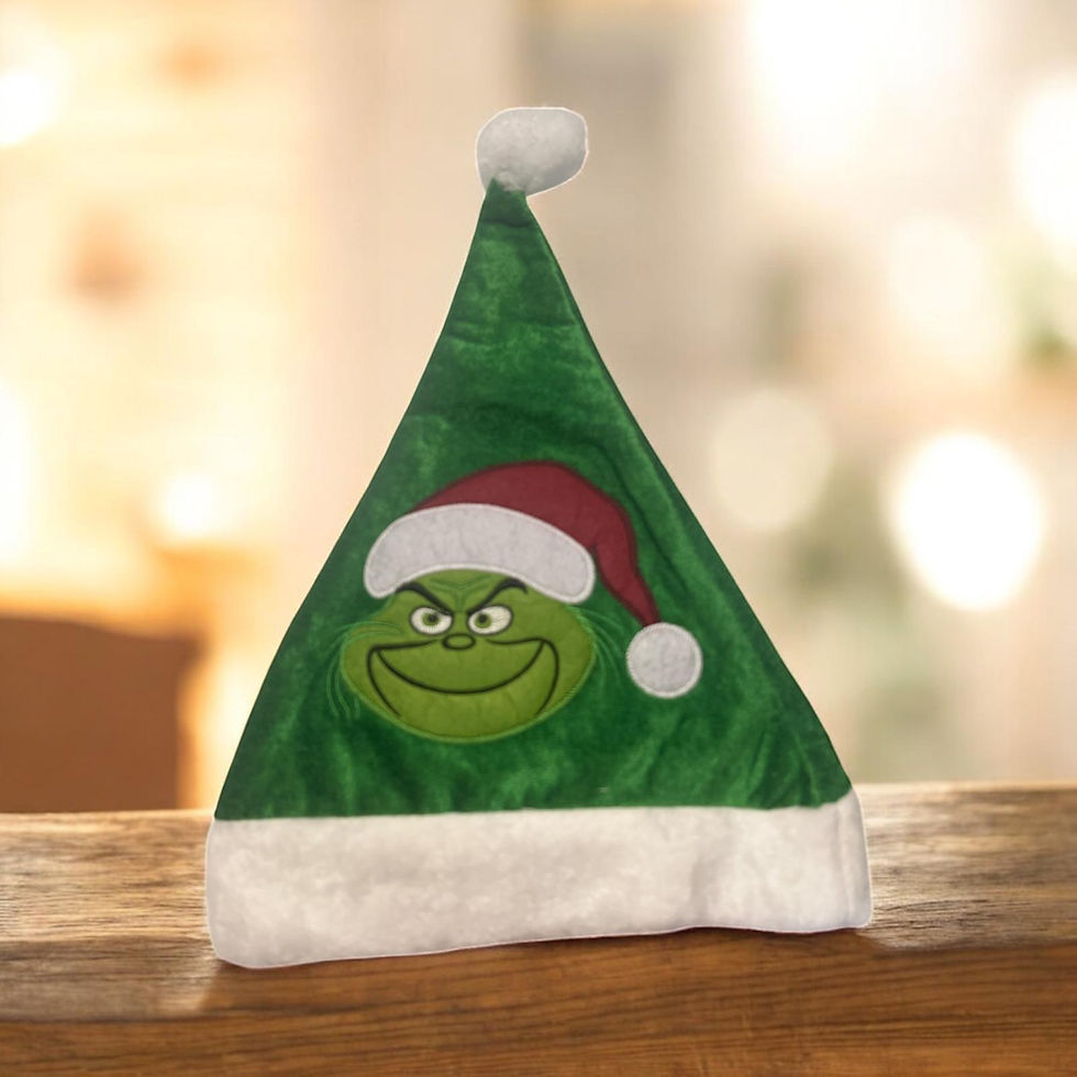 Miniatură: Pălărie de Moș Crăciun cu tematică Grinch