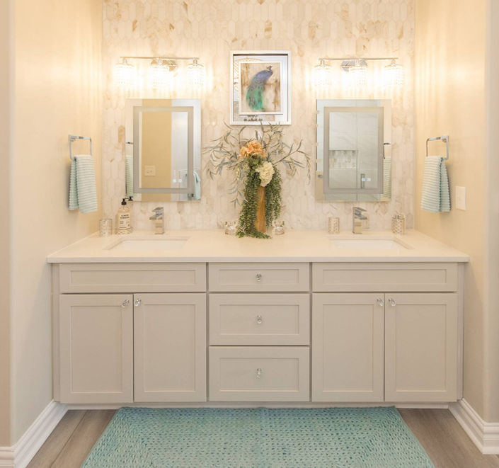 Coastal glam bathroom vanity