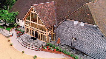 Rivervale Barn Wedding Venue image taken from a drone