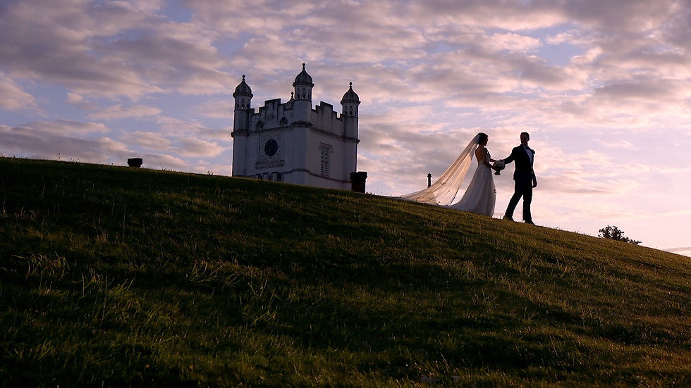 Bride and Groom walking hand in hand