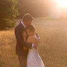 Bride and Groom hugging at golden hour at Botleys Mansion