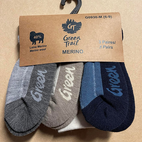 GREEN TRAIL ENSEMBLES DE CHAUSSETTES MERINO 3PR