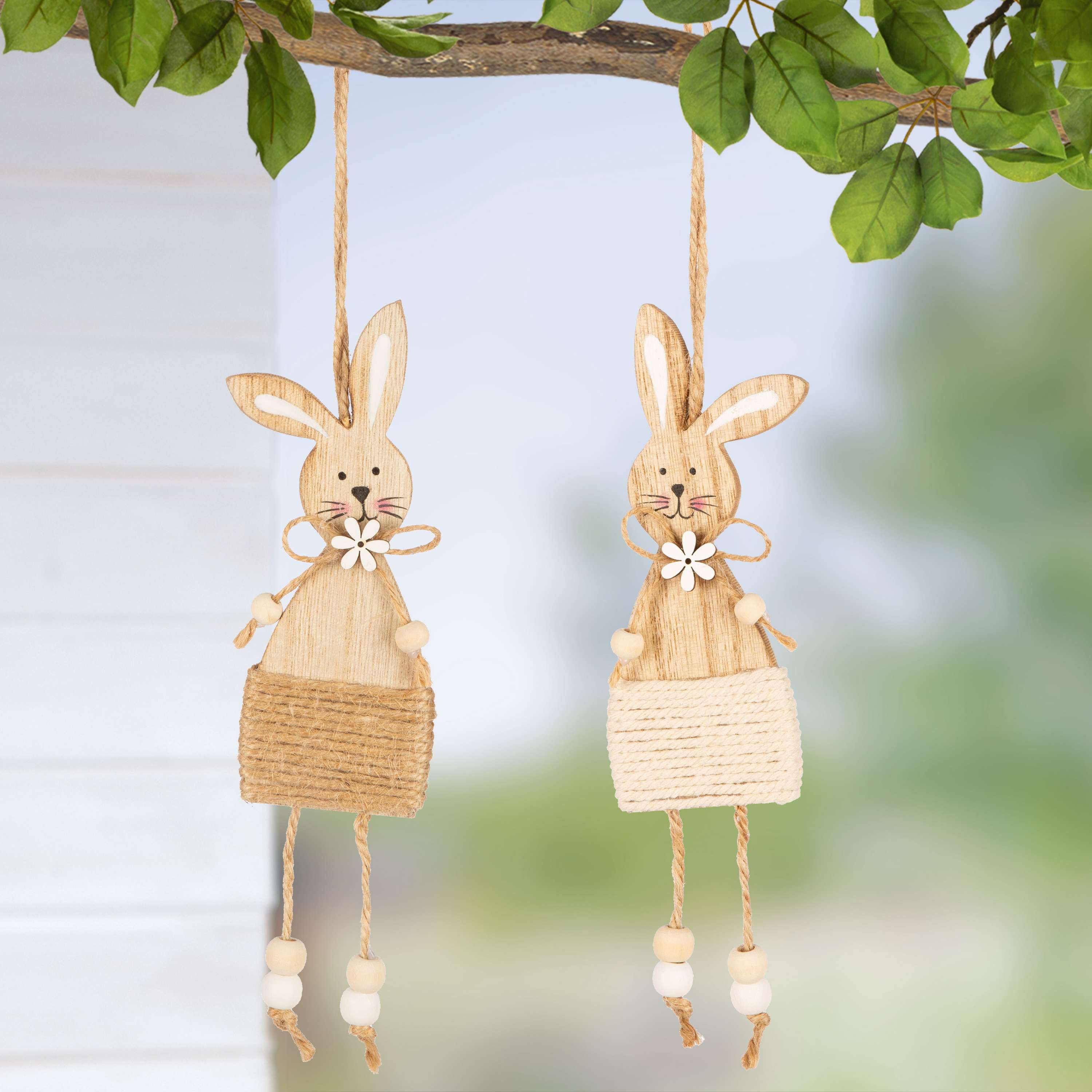 Hänger Hase "Flopsy" aus MDF, beige oder braun