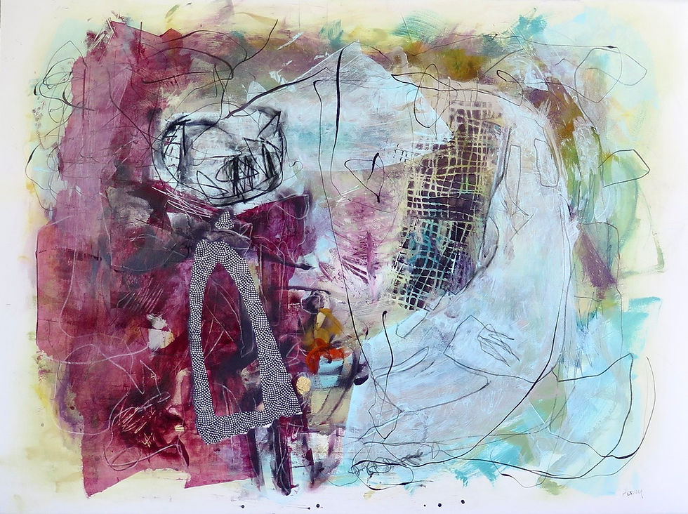 Art abstrait papier Les chemins de ma maison par l'artiste peintre canadienne Kathleen Roby