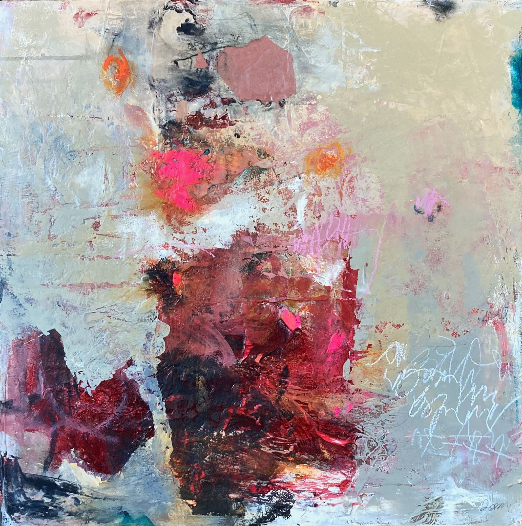 Art abstrait petit format Songe d'un printemps par l'artiste peintre canadienne Kathleen Roby