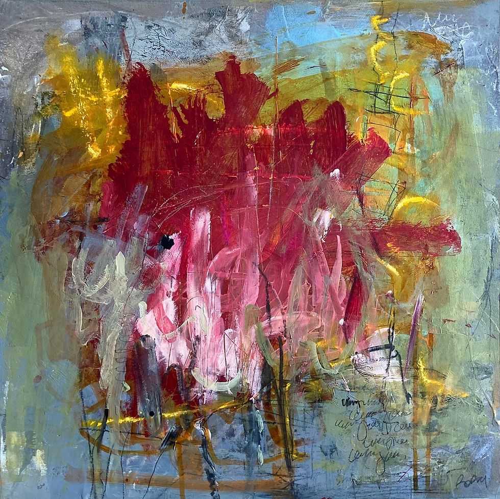 Art abstrait contemporain petit format Fragment d'oiseau 2 par l'artiste peintre canadienne Kathleen Roby