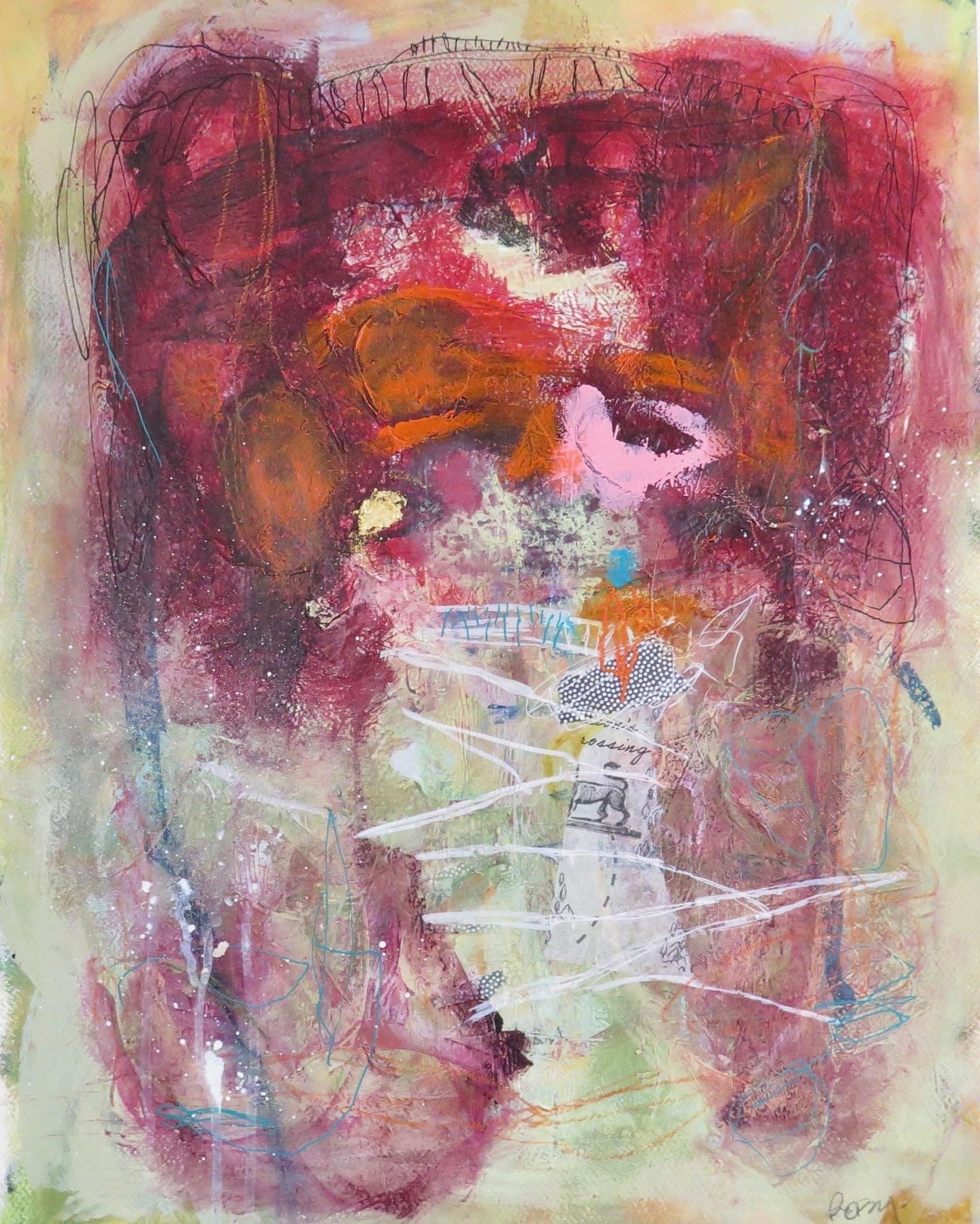 Art abstrait papier Le pont de la tortue par l'artiste peintre canadienne Kathleen Roby