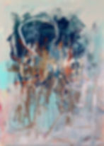 Art abstrait papier Tonnerre bleu par l'artiste peintre canadienne Kathleen Roby