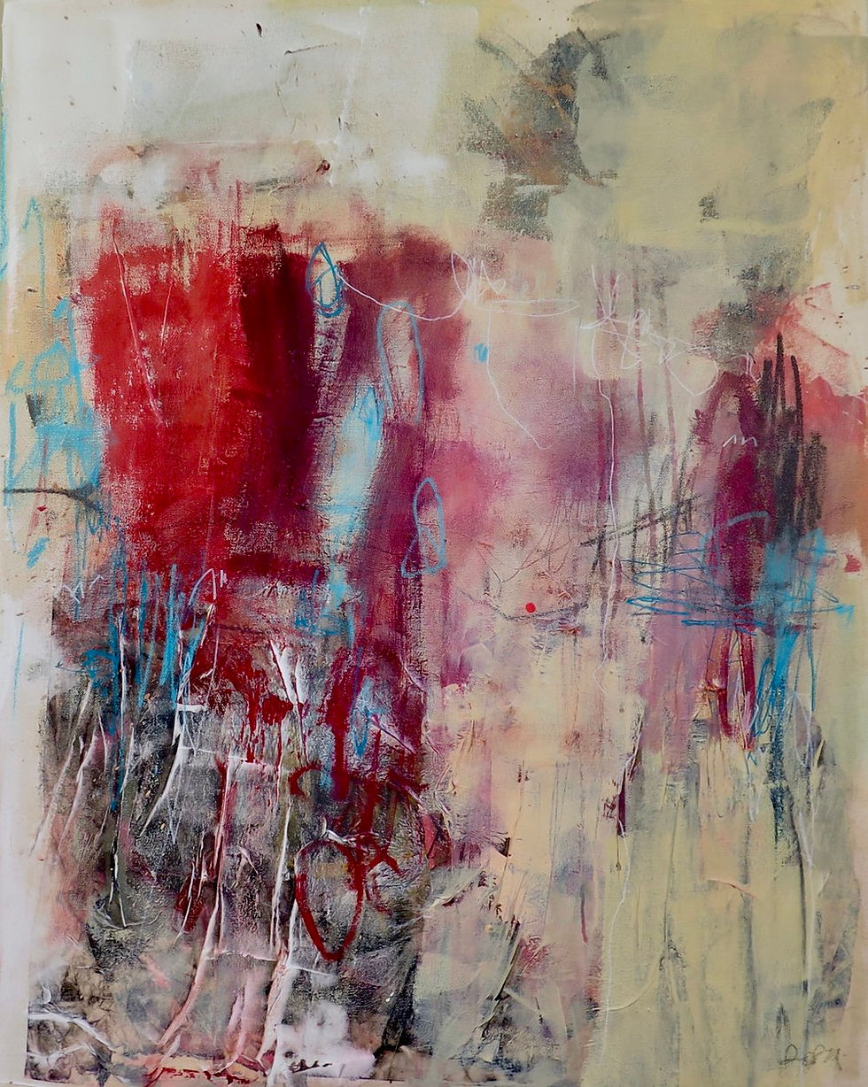 Art abstrait papier Huldufólk par l'artiste peintre canadienne Kathleen Roby