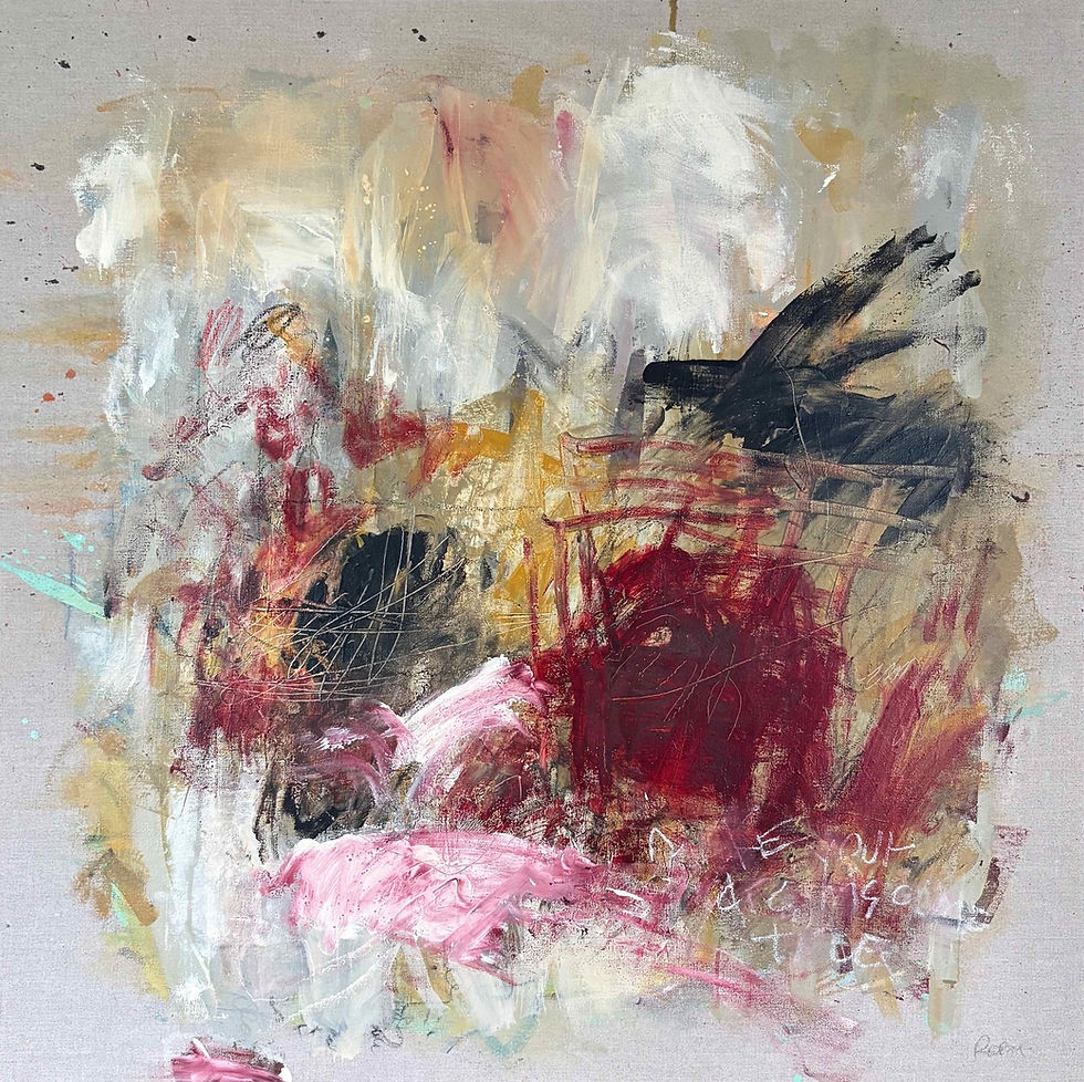Art abstrait grand format Les falaises d'Ajaccio par l'artiste peintre canadienne Kathleen Roby