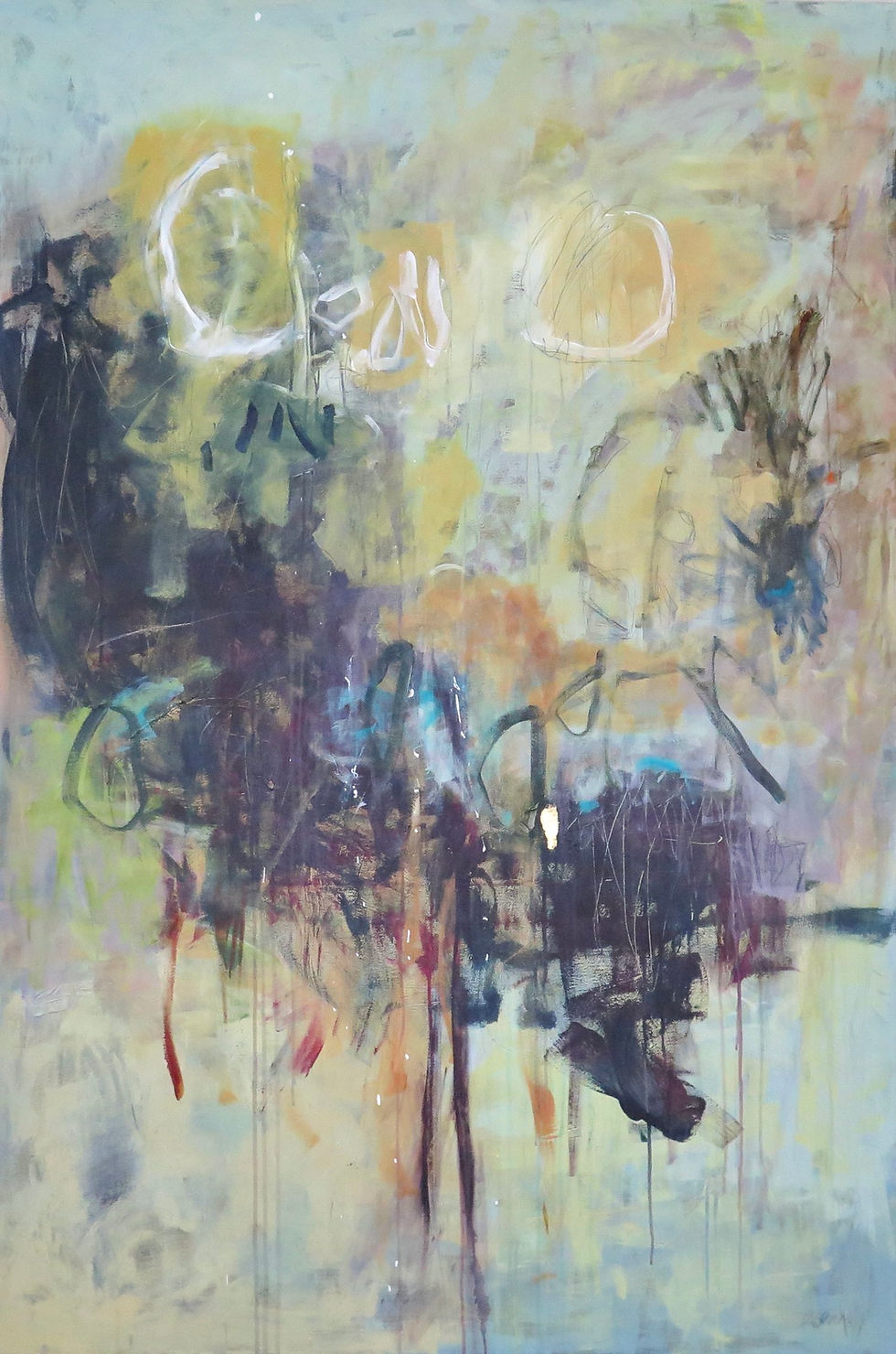 Art abstrait papier Clair de lune par l'artiste peintre canadienne Kathleen Roby