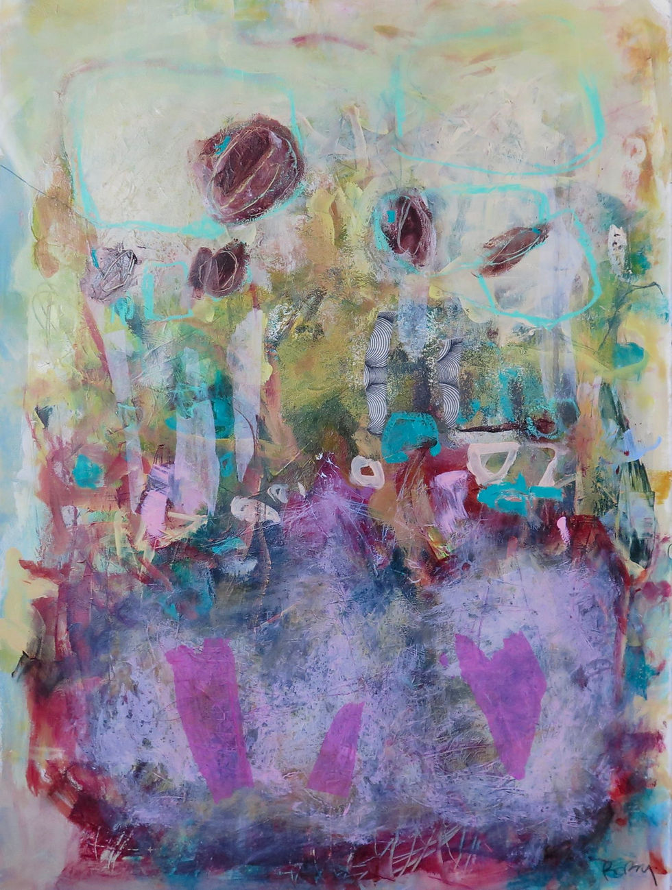 Art abstrait papier Le printemps par l'artiste peintre canadienne Kathleen Roby