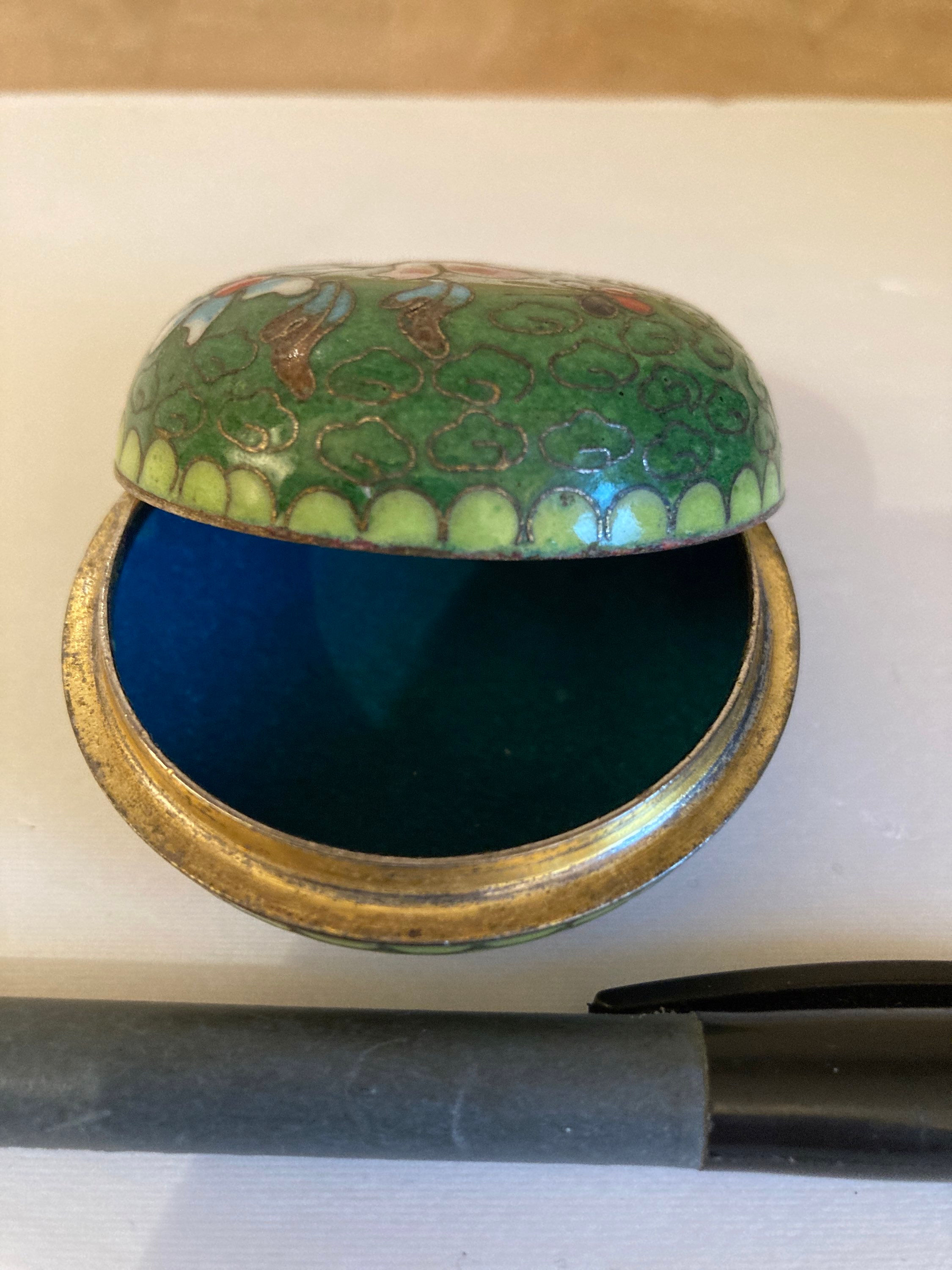 Delightful little Cloisonné pill box