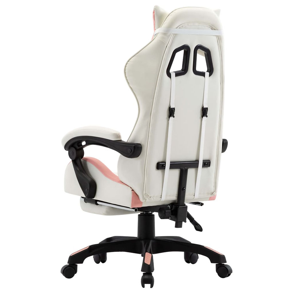 Miniatura: NNEVL Racing Chair with Footrest Pink and White Faux Leather