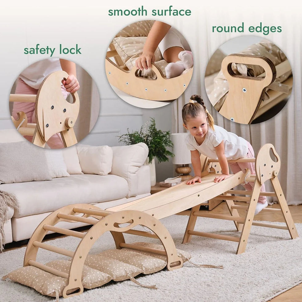थंबनेल: 4in1 Montessori Climbing Frame: Pikler Triangle + Arch + Slide Board + Cushion f