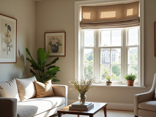 Bespoke window treatments in a stylish living room