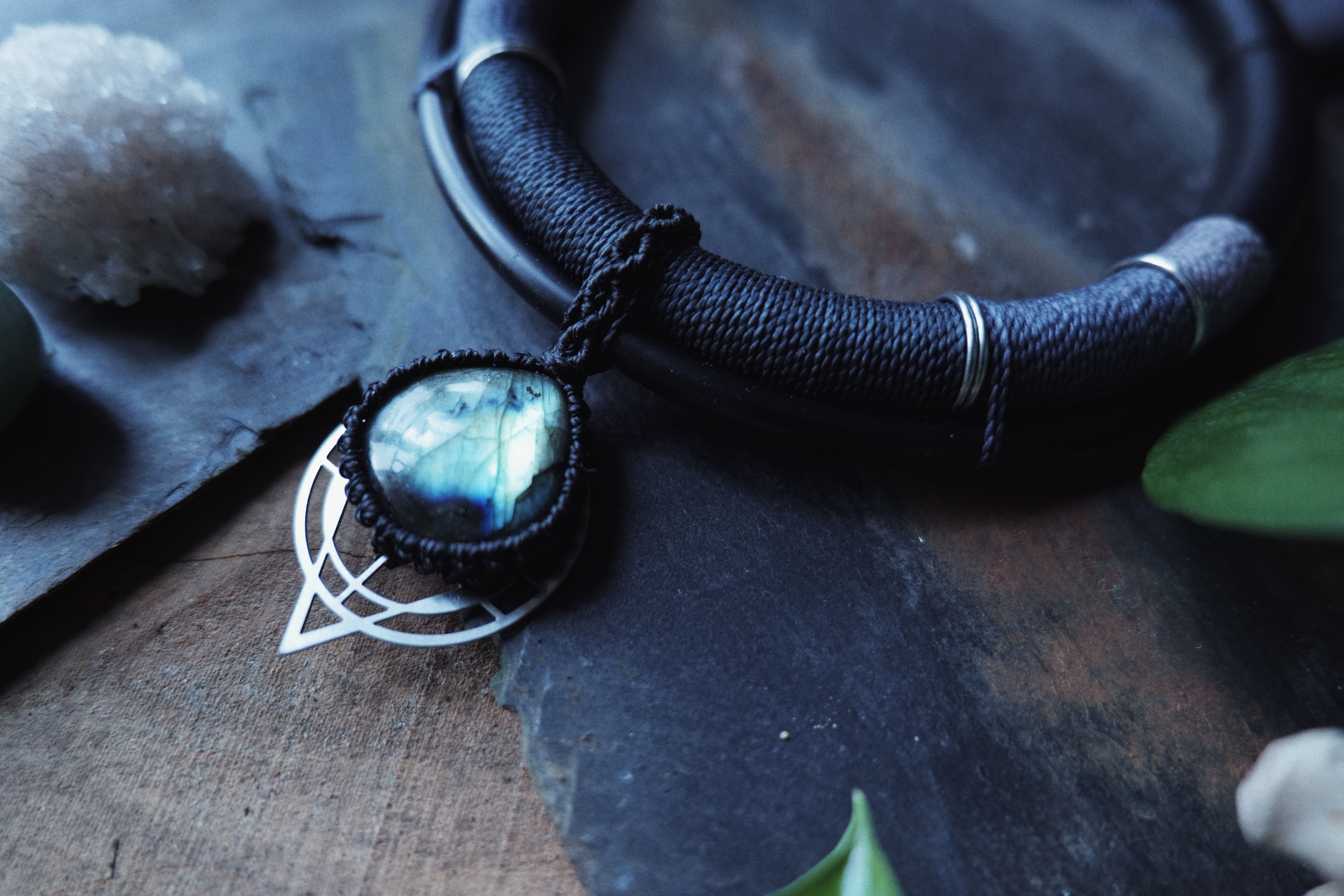 Collier double rangs dégradé et Labradorite 