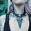Miniature : Dark Fusion, Collier double rangs géométrique et filigrane doré 