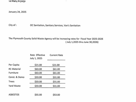 Landfill Rate Increase Letters