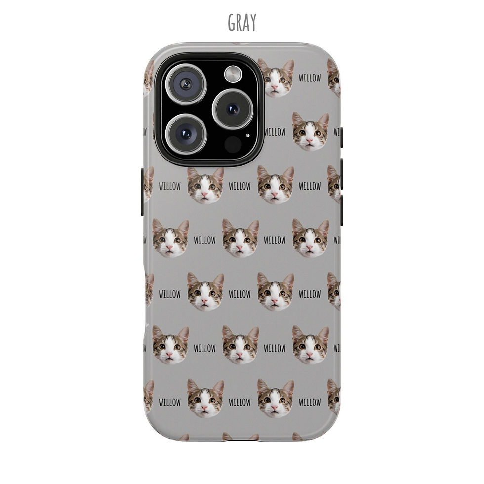 Thumbnail: Regal Beagle Bakery Custom Cat Gray Tough iPhone/Samsung Case Front View