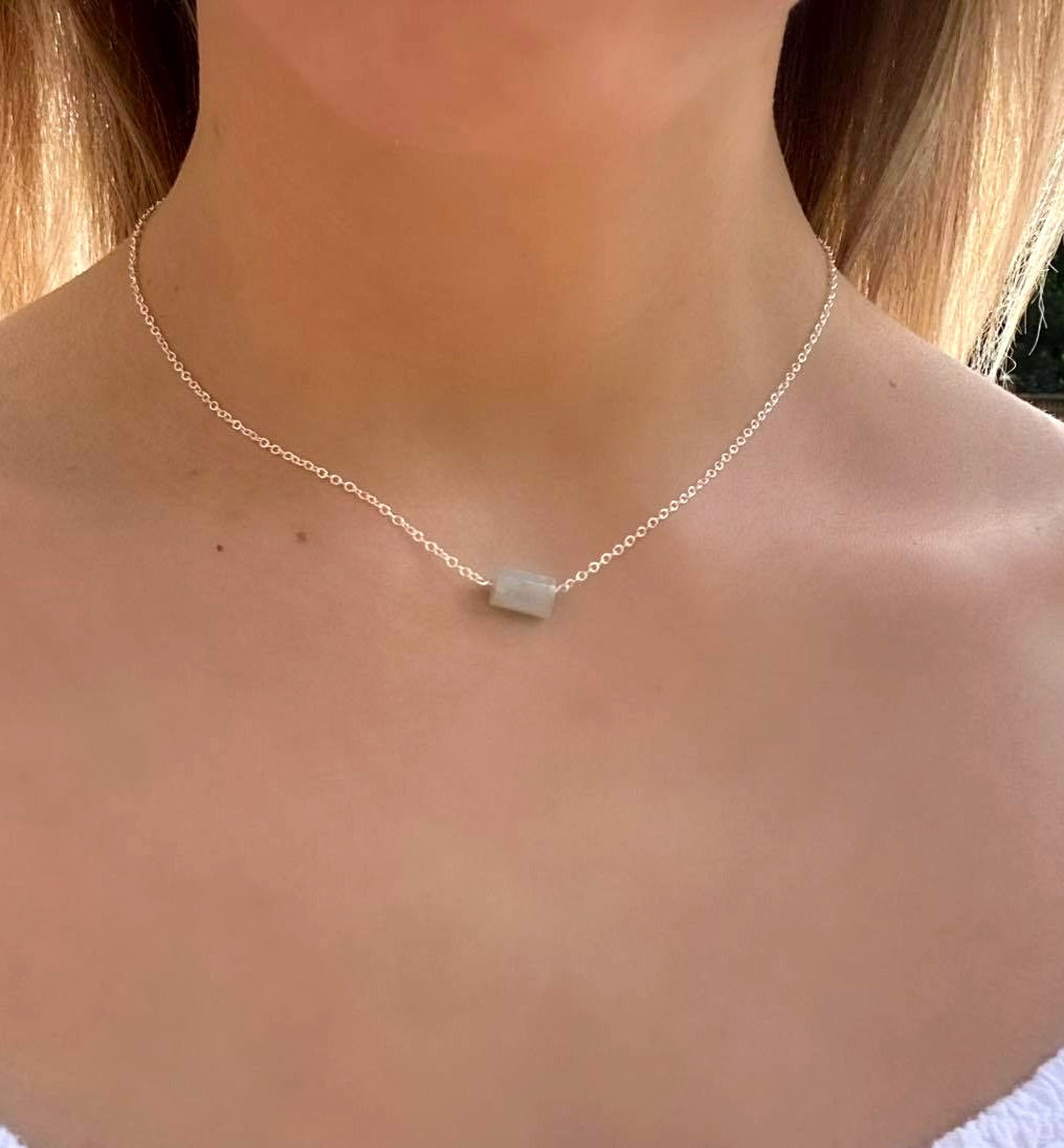 Soft Blue Aquamarine Necklace in 925 Sterling Silver