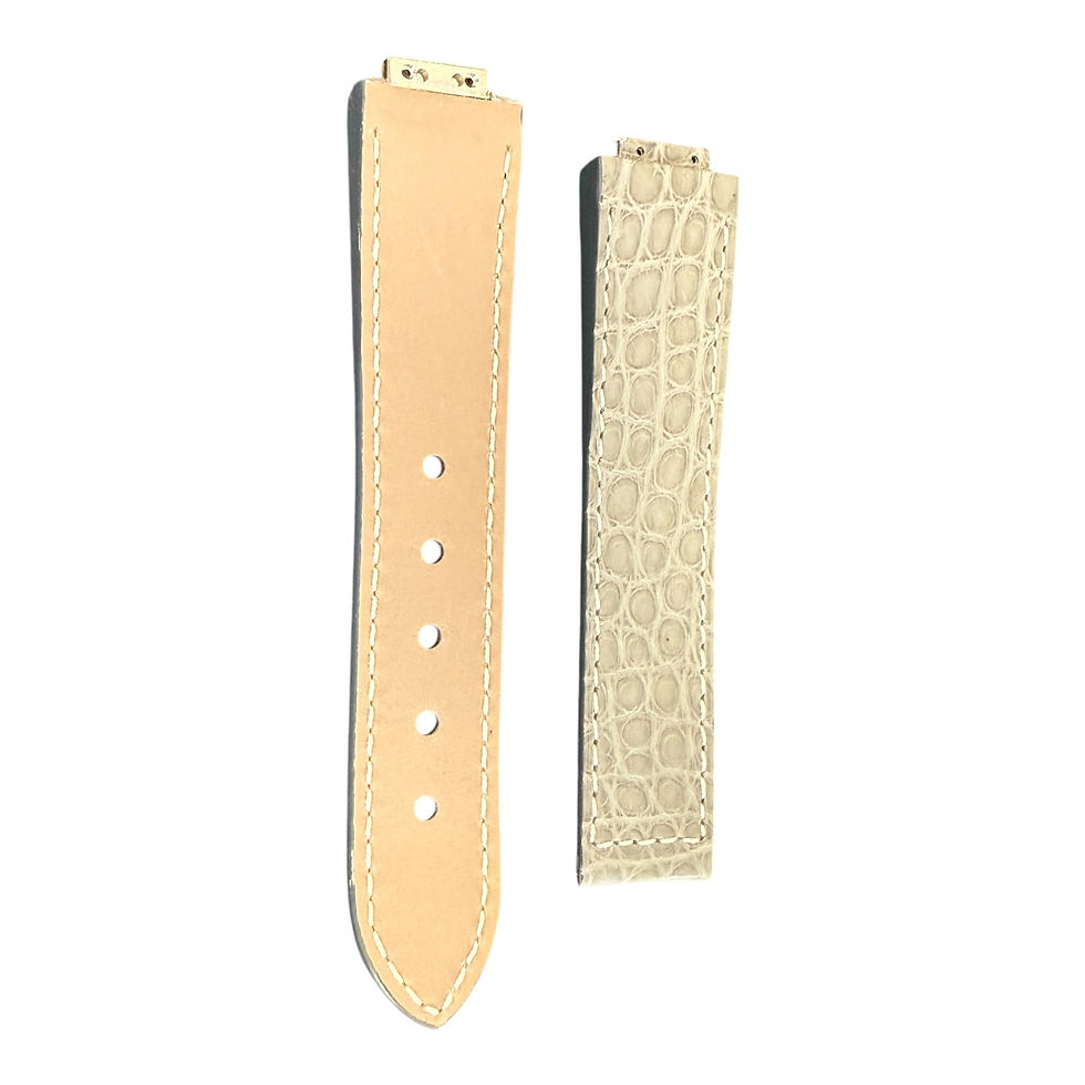 Thumbnail: Bracelet Jorg Hysek cuir gris taille 9 NOS