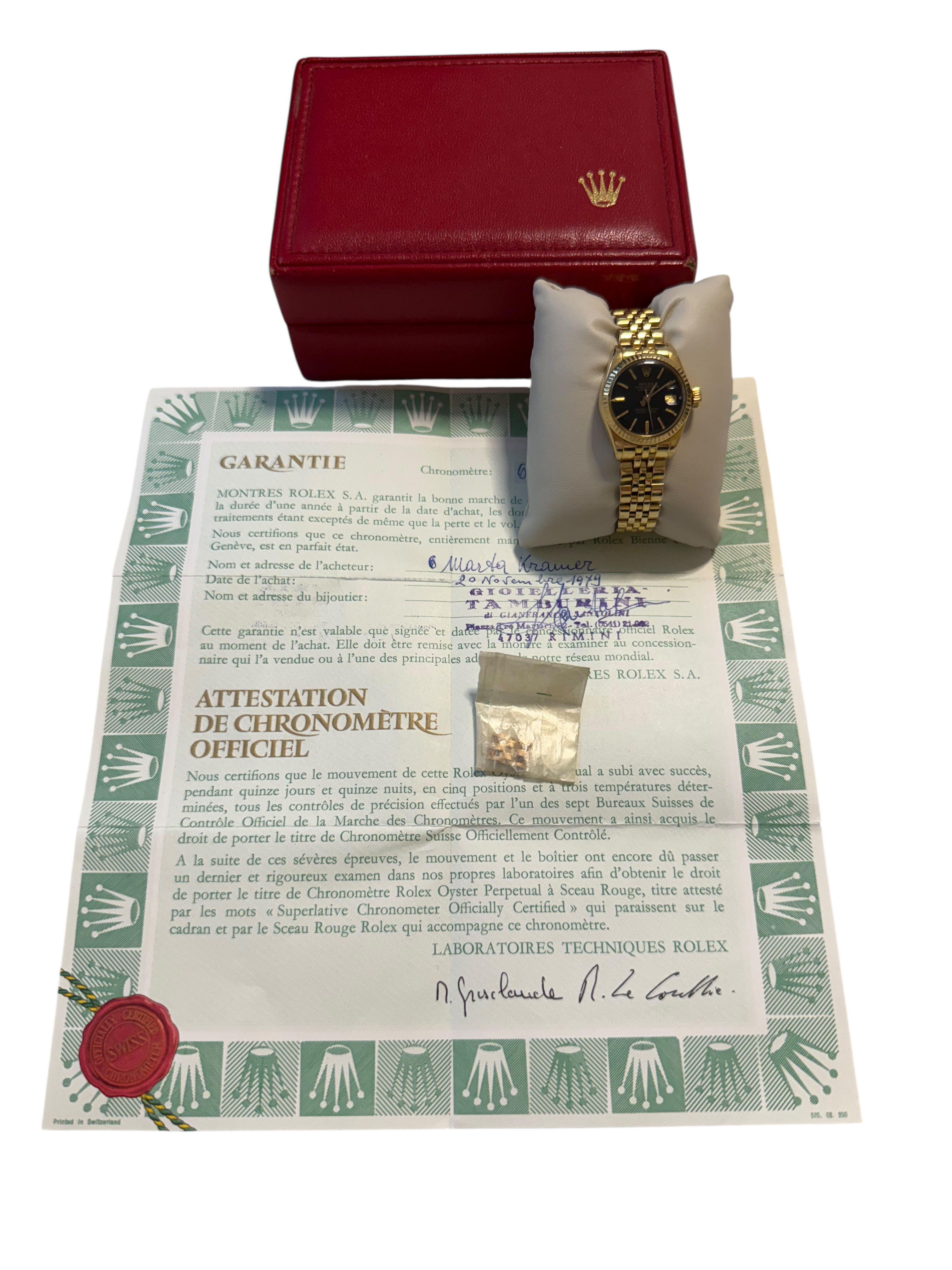 Montre Rolex lady Datejust en or jaune 18k Full set